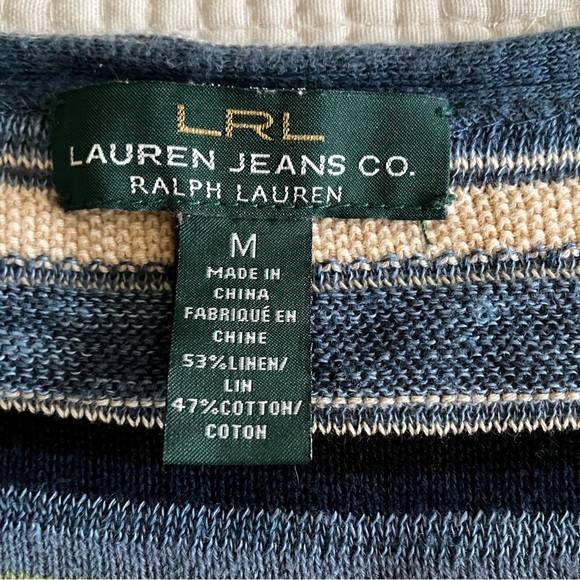 EUC Ralph Lauren linen/cotton multi color striped tunic top - Picture 4 of 6